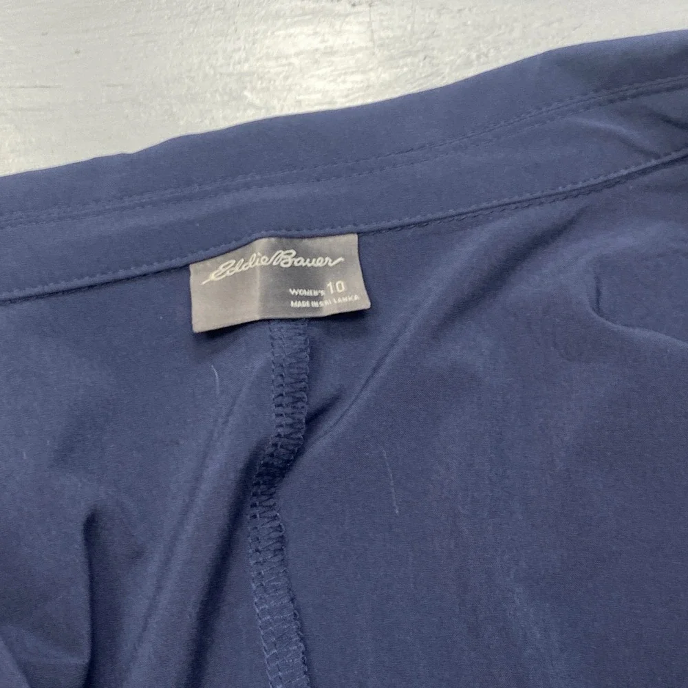 Eddie Bauer Blazer Women 10 Navy Blue Performance Stretch Travel Jacket Light